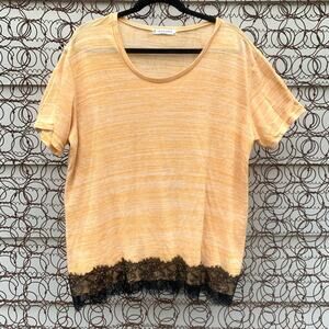 Jon & Anna orange gold T-shirt black eyelash lace 3X